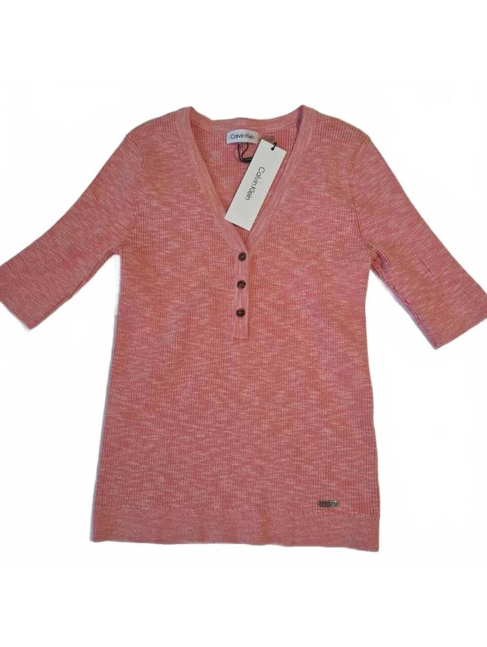 Calvin Klein Pink Heathered Henley Top size XS
